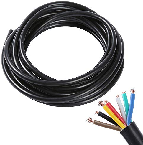 AOHEWEI Cable pour Remorque 7 Fils 5m Câble Electrique Remorque 7 Core Noir pour Caravane Un Camion Industrie (7 Fils)