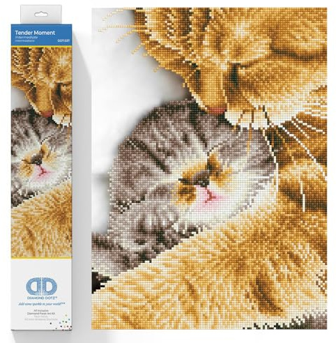 DIAMOND DOTZ DD7.037 - Original 5D Diamond Painting Set Katzen Mama & Kitten, Kreativset mit 12.911 Diamant Mosaiksteinen, Malset ca. 40 x 30 cm, DIY Komplettset für Erwachsene und Kinder ab 8 Jahren