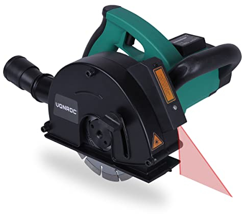 VONROC Rozadora de pared con láser - 1700W - 150mm - Incl. 2 discos de diamante, adaptador de aspiradora y bolsa de almacenamiento (Incl. 2 discos)