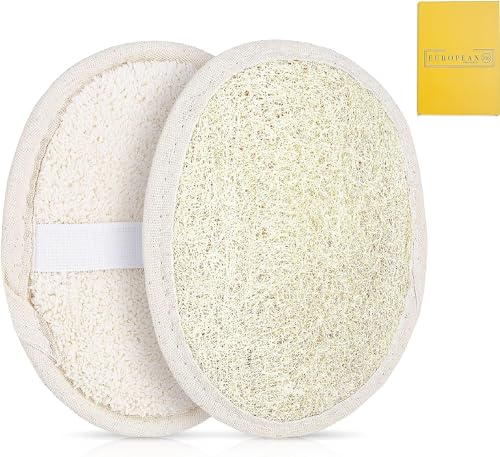 EUROPEAN M6, Premium Exfoliating Loofah Body Pad for Women and Men Made Natural Organic Shower Loofah and Soft Cotton Materials (2 Pack)