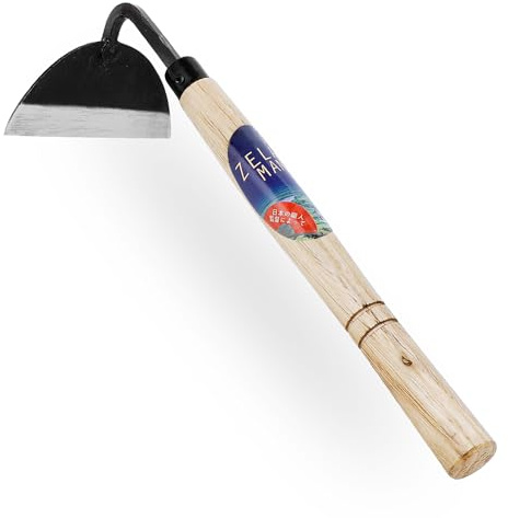 ZELARMAN Garden Weeding Sickle/Hand Hoe, Gardening Cutting Grass Sickle, Japanese Sickle Style Hand Weeder Tool with Thick Blade&Wooden Handle