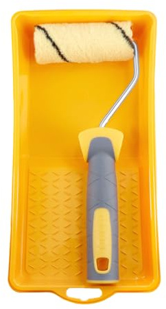 Hardy Working Tools - Kit de Pintura: Pequeña Funda 10 cm Ø30 mm + Montura con Mango Bimaterial + Bandeja de Pintura – Funda Hardstar de Poliéster Pelo 9 mm para Pintar Paredes y Techos