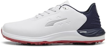 PUMA Chaussures de golf PHANTOMCAT Nitro pour homme, Puma Blanc/bleu marine foncé pour tous les temps Rouge, 15