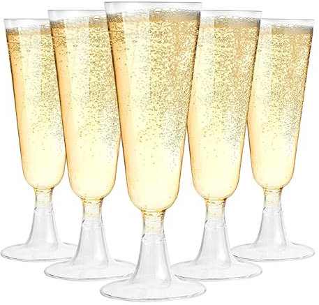 AMFUN 30 Premium Sektgläser, Champagnergläser, Cocktailgläser, 150ml Transparent Kunststoff Sektgläser für Hochzeiten, Partys, Abendveranstaltungen