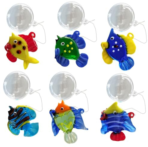 CANNXI (6 pezzi) di pesci galleggianti colorati in vetro per acquario, decorazione artigianale a forma di bolla per decorare la casa