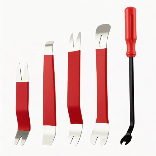 Xzenuo Set di Strumenti di smontaggio per Auto, Cunei in Metallo per Finiture + Strumento di Leva, Kit di Riparazione per la rimozione di Pannelli della Porta e Rivestimenti