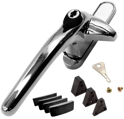 Universal Cockspur Key-Locking Window Handle Kit - Left, Chrome/Black