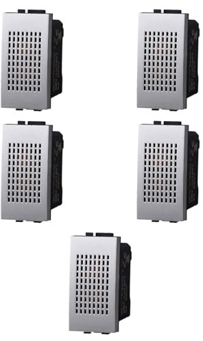 5 timbres, timbre, módulo gris, compatible con BTicino Living, frutos, interruptores, botones, desviadores, reguladores, sensores, PIR, zumbador, para placas originales y compatibles