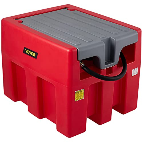 VEVOR Serbatoio per Diesel Portatile Capacità 220 Litri Portata 10,6 GPM, Serbatoio per Carburante con Pompa di Trasferimento Elettrica da 12 V Tubo in Gomma 3,9 m, Rosso