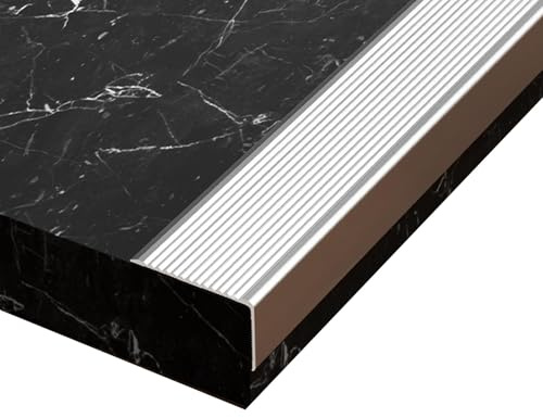 D Profilo per gradini in alluminio, 3 pezzi, 90 cm, antiscivolo, protezione per bordi delle scale, per interni ed esterni, impermeabile, finitura argento (L 7 x H 3 cm)
