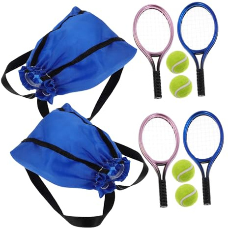 TOYANDONA 2 Uppsättningar Miniatyr Tennisklubbor Med Bollar För Dockskåp Realistiska Sportrekvisita Lekredskap För Barns Rollspel Och Samarbetslek
