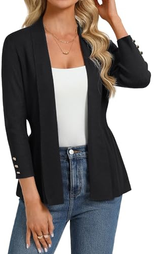 GRACE KARIN Women's Cardigans Ladies 3/4 Sleeves Elegant Slim-Fit Cardigan | 3/4 sleeves, open front, cozy, slim fit, casual, kint, elegant, blazer, work, business, office, lightweight