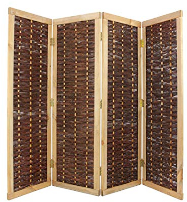 Weiden Paravent als Raumteiler 4teilig mit 180 x 240cm - Mobiler Sichtschutz Windschutz Raumtrenner 1,8m x 2,4m