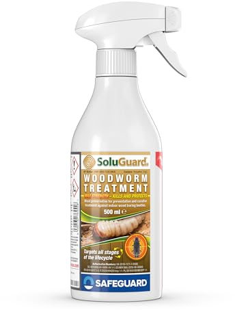 Soluguard Solución Anticarcoma - 500ml - Tratamiento Preventivo y Curativo contra la Termita, Carcoma, Escarabajos Perforadores y Otros Insectos Xilófagos