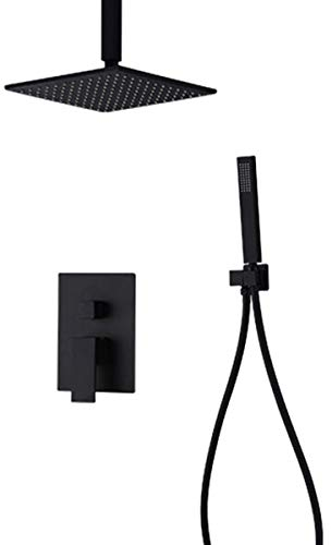 unterputzarmatur dusche set, Regendusche mit Anti-Kalk-System mit thermostat, duschsystem unterputz komplettset Für modernes Badezimmer mit thermostat -Schwarz_Ohne Wasserhahn