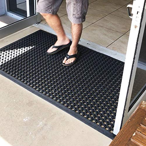 he Shopfitting Shop Große und kleine Outdoor-Gummimatten, Anti-Müdigkeit, rutschfest, für den Innenbereich, für Sicherheitsböden, Drainage-Fußmatte, Größen, Schwarz, 0.9 Metre x 1.5 Metre