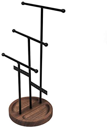 Becko US Jewellery Organiser Stand 5 Tiers Jewellery Tree Stand Jewellery Holder for Necklaces Bracelets Earrings and Rings (Black)
