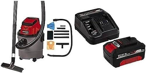 Einhell Akku-Nass-Trockensauger TC-VC 18/15 Li Power X-Change (Li-Ion, 18 V, Kunststoffbehälter 15 l, 4 Rollen, inkl. Saugschlauch, div. Filter, inkl. 4 Ah Akku und Ladegerät)