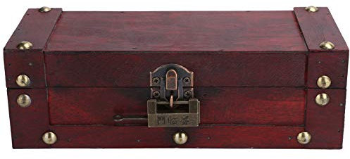 Buachois Scatole del Tesoro Vintage,Forziere del Tesoro con Lucchetto,Scatola di Immagazzinaggio in Legno,Vintage Bauletto in Stile Cinese,per la Conservazione e la Decorazione,21.5cm*8cm*7cm