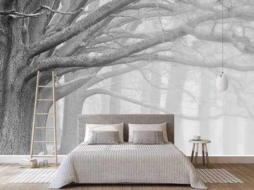 Naturempress Papel Pintado Pared 3D Papel Tapiz 350X250（Ancho X Altura） Árbol Arte Blanco Y Negro Fotomurales 3D Tv Fondo Pared Dormitorio Murales Papel Tapiz Moderno