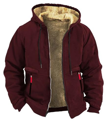 JUZILO Gaming-Projektor 4k Gefütterte Jacke Herren Winterjacke Warm Baumwolle Lamm Jacke Dicker Warme Gefütterte Polar-Fleece Sweatjacke Lose Lässiger Baqueme ÜbergangsJacke