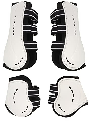 FAUOSWUK Horse Tendon Boots, Sturdy Shock Absorbing Horse Boots with Buckle, Breathable Open Front Tendon Boots, Suitable for Jumping, Riding, and Horse Leg (Large)