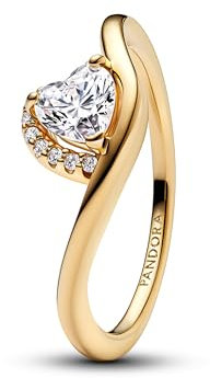 PANDORA Damen-Ring Welliges Herz Goldfarben 163660C01-50 Ringgröße 50/15,9