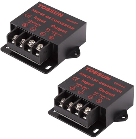 12v to 5v Converter - iGreely DC 12V 24V to 5V 10A Step Down Converter Adapter DC Voltage Reducer Regulator Power Supplies Transformer Module (5V 10A 50W) 2Pack