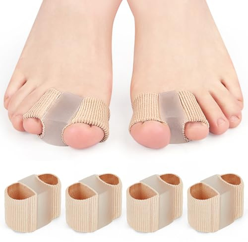 Obidodi Lot de 4 séparateurs d'orteils en silicone avec 2 boucles - Séparateurs d'orteils pour hallux valgus - Correction de l'hallux valgus - Pour homme et femme