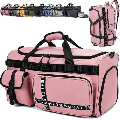 AUNGKWANG Duffelväska för män och kvinnor, stor sportväska med skofack, vått fack, vattentät, simväska, för övernattning/weekender, Rosenröd, 52 x 27 x 29 cm, Sporter