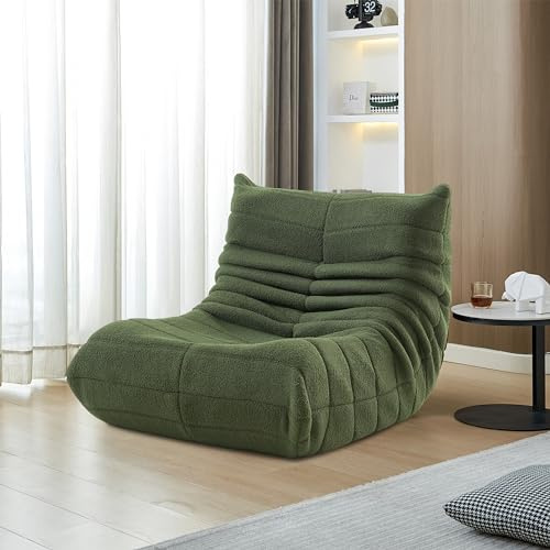 BHFFTHK Sittsäck soffa golvsoffa, golvsoffa med ryggstöd, Lazy soffa, inomhus läsfåtölj, bekväm sittkudde, golvfåtölj, bönväska, svampfylld enkelsoffa, vardagsrumssoffa, grön (grön)
