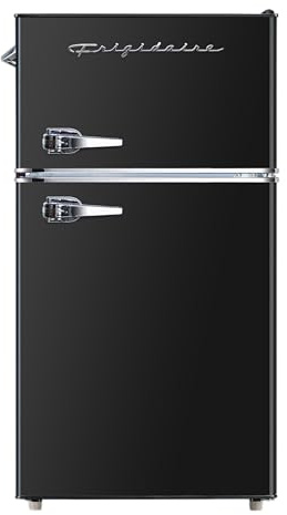 Frigidaire Retro Mini Fridge with Freezer & Side Bottle Opener-Small 2 Door Refrigerator for Office Bar or College Dorm Room-3.2 Cu Ft – 19 D x 20.5 W x 33.5 H (Onyx)