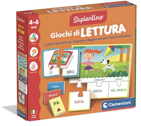 Clementoni Sapientino– Giochi di Lettura, Gioco Educativo 4-6 Anni, 6 attività per Imparare a Leggere, Sviluppo Linguistico, Cognitivo, Motoroe e Socio-Emotivo, Made in Italy, Lingua Italiana, 16498