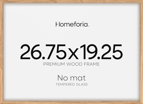 Homeforia 19.25x26.75 Puzzle Frame Wooden, High End Natural Oak 19.25 x 26.75 Picture Frames Light Wood without Mat, 26.75x19.25 Frame for Wall, 19.25by26.75 Frames, Tempered Glass, Wall Kit, Set of 1