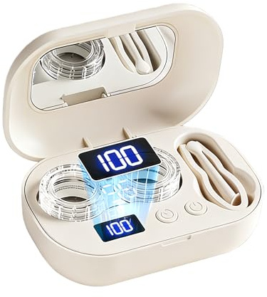 Nkmifeg Travel Contact Lens Case Set, Ultrasonic Electric Portable Household Accessories, Contact Lens Storage Box | For Gym Office Outdoor Hotel Sports Jogging Fitness Care