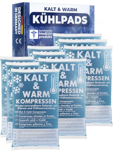 HELDENWERK® Cuscinetti refrigeranti da 9 x 16 cm, confezione da 9 pezzi, per bambini e adulti, compressa multipla per uso a freddo e caldo