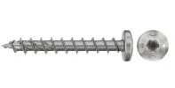 fischer PowerFast II PTF - Tornillo para aglomerado (5,0 x 40 mm, A2, 100 unidades, cabeza semicircular, alojamiento estrella interior TX), rosca completa, acero inoxidable A2, para uniones de metal y