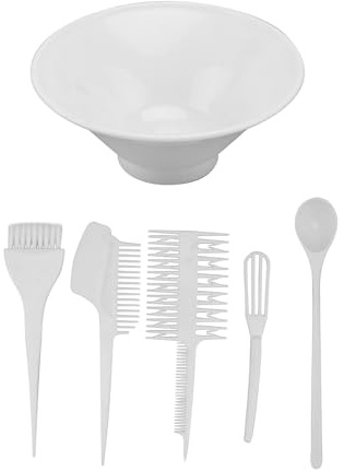 6Pcs Hair Dye Brush Bowl Set, Plastic Coloring Comb Kit for DIY Salon | Comfortable to Hold Handle Design, Convenient Application Tool, Suitable for Professional Hairdresser and Home Use