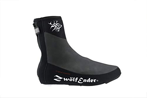 Zwölfender Classic schwarz Größe XXXL Winddichte, wasserdichte und wärmeisolierende Neopren-Überschuhe für Herren und Damen | Schuhüberzug Kälteschutz Thermo Überschuhe Rennrad MTB
