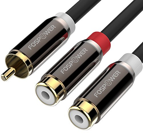 FosPower 2 RCA Male to 1 RCA Female Y-Adapter Splitter Audio Cable (8 Inch)