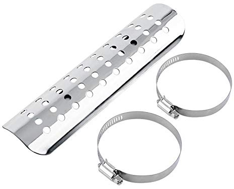 Aramox Värmeskydd Motorcykel, Universal Motorcykel Hål Värmesköld rakt avgaskåpa (silver)
