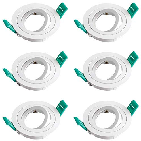 SEBSON Einbaustrahler rund schwenkbar 6er Pack, Alu weiß Einbaurahmen Lochdurchmesser 80mm, Decken Spot inkl. GU10 Fassung für LED/Halogen