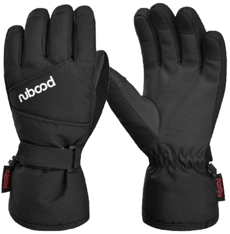 Azarxis Kinder Skihandschuhe Reißfeste und Winddichte Handschuhe Kalt Wetter Fahrradhandschuhe Winterhandschuhe atmungsaktiv für Jungen und Mädchen (Schwarz, L/XL)