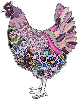 DOWAY Broche de gallina esmaltado floral con diamantes de imitación, diseño de animales de granja, accesorios de joyería para mujeres y niñas, regalos de gallo y pollos, Mediano, Esmalte, Arenisca