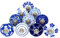 Ajuny Lot de 10 Boutons de Meuble en Céramique Bleu & Blanc – Peints à la Main, Finition Brillante – Poignées pour Tiroirs, Portes de Placard & Armoires de Cuisine – Style Vintage Décoratif