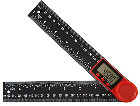 Maizoon Righello digitale 2 in 1 per goniometro, strumento di misurazione elettronico accurato in plastica, 200 mm, nero