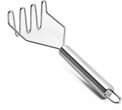 Kartoffelstampfer aus Edelstahl, rutschfeste Griffe, Kartoffelstampfer, multifunktional, für Obst und Gemüse, 2 Stück