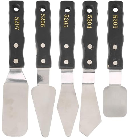 5PCS Palette Knife Set, Stainless Steel Spatula Palette Knife Painting Tools Oil Painting Mixing Scraper Versatile Oil Paint Spatula Oil Painting Accessories