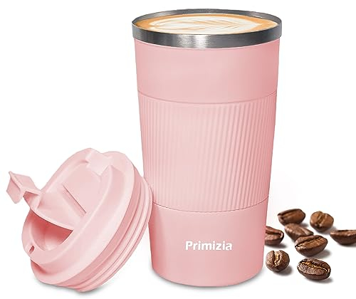 Primizia Tazza Termica per caffè, Thermos caffè in Acciaio Inox, Senza BPA,Tazza Tenuta Stagna per Calde e Fredde,510ML,Rosa