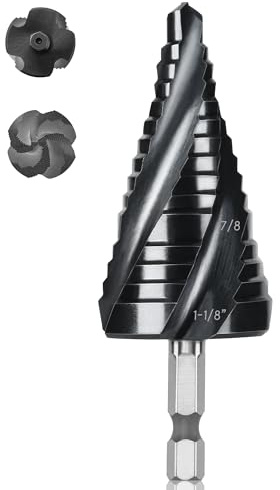 IRONANT M35 4 Spiral Flutes Large Step Drill Bit for Metal 1-1/8 Unibit